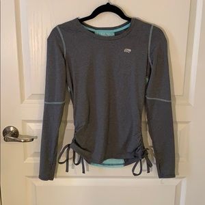 Teal and grey long sleeve workout shirt